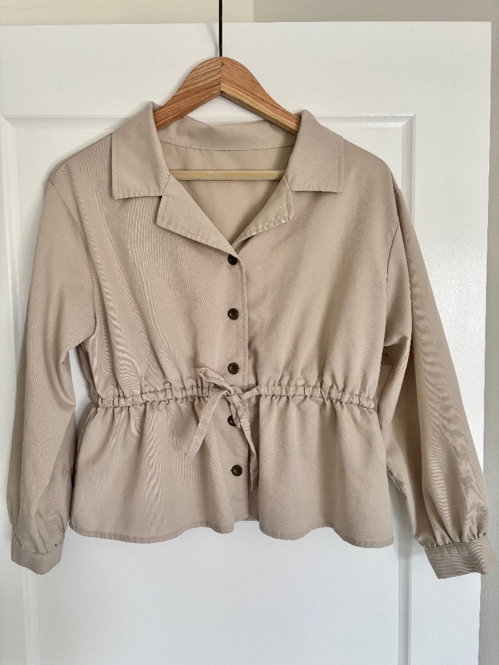 Emsexcite Beige Collared Button Up Jacket Women’s Japanese Medium